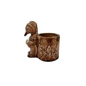 Vintage The Big Chiefs Cigars Holder Japan Brown Glazed